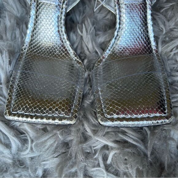 Good American silver square toe high heel sandals women's shoe size 9.5 - Picture 6 of 11